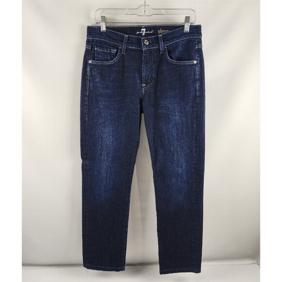 7 For All Mankind Jeans Mens 30x28 SLIMMY Straight Blue Denim - Picture 1 of 9